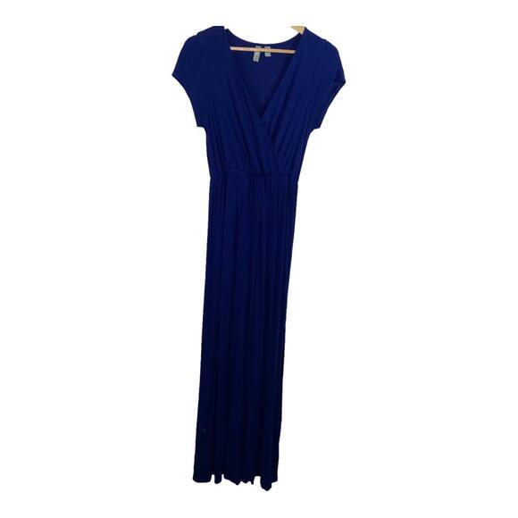 ASOS Blue Surplice V-Neck Short Cap Sleeve Maxi Dress Women's Size 6 - Picture 1 of 8